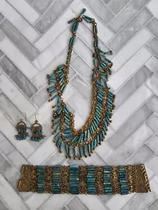 Antik Vintage Koralle Fayence Ägyptisches Revival passendes Set Art Deco - Bild 1 von 17
