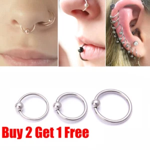 Chirurgenstahl Silber Kugelverschluss Lippenring Ohr Nasenring Augenbraue Reifenring - Bild 1 von 4