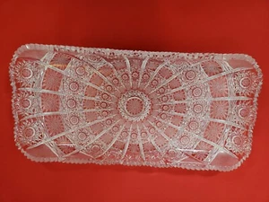 Böhmisch Tschechisch Kristall 11 7/8" Rechteckige Platte Handgeschliffen Königin Spitze 24% Blei - Bild 1 von 21