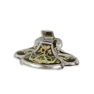 9973740 Writing Set Inkwell Porzella Silver Plated Art Nouveau 8x13x22cm - Picture 1 of 1