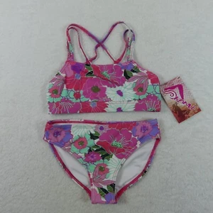 Kanu Surf Swimsuit Girls 8 Pink Floral 2 Piece Tankini Bathing Suit 1105 - Picture 1 of 12