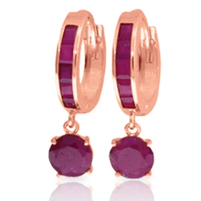 3.3 Carat 14K Solid Rose Gold Huggie Earrings Natural Ruby - Image 1 of 3