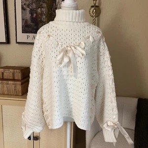 FOR LOVE & LEMONS Off White Liberty Strickpullover Flechtband Schleife Gr. S - Bild 1 von 6