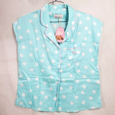 Peter Alexander Algodón Pj Top Lunares Rosa Azul Blanco Nuevo Con Etiquetas Verano Botón Transparente Foto 1 de 4