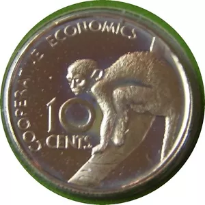 elfo guyana 10 centesimi 1977 proof scimmia scoiattolo solo 7.215 coniato - Foto 1 di 1