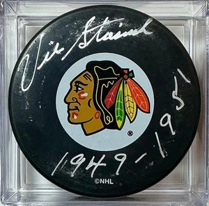 Vic Stasiuk autographed Chicago Blackhawks Souvenir Puck / DLA COA - Picture 1 of 2