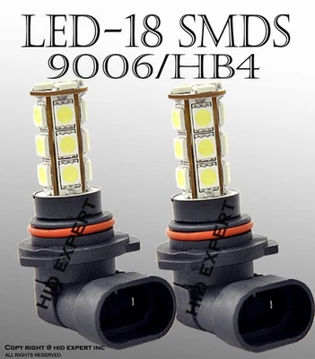 9006 HB4 Xenon Bright LED 18 SMD Super White Bulbs 6000K Fit Fog Light Only 526G - Image 1 of 4