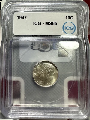 1947 Roosevelt Dime - ICG - MS65 - Image 1 of 4