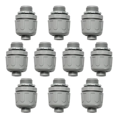 HDHAODA Conduit Connectors 1/2 In Liquid Tight Connector NPT PVC Grey 10-Pack
