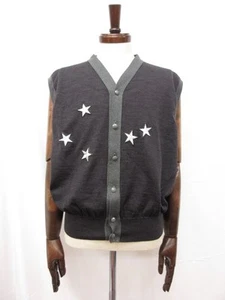 GIANNI VERSACE Men's Knit Vest Star Patch Front Button High Gauge Gilet Gray 50 - Picture 1 of 9