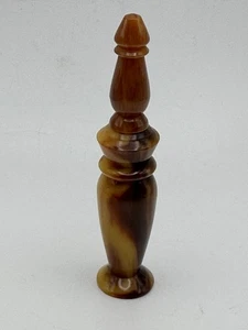 Vintage Bakelite Perfume Bottle Amber Pumpkin Coloring Screw Top With Wand - Picture 1 of 20