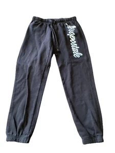 Aeropostale Sweatpants Youth Black Size S Small White Logo VGUC Drawstring Waist - Picture 1 of 10