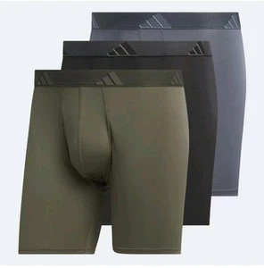 NEW Adidas Men's Microfiber Boxer Briefs 3-Pack GREEN/BLACK/GREY 5" Size Large - Picture 1 of 4