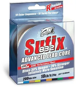 Sufix 658 Advanced #832 Lead Core Line 12 or 18 Lb NIP 200Yd Metered 10 Colors - Picture 1 of 6