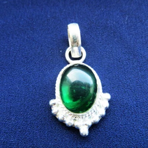 Lady's Quartz Green Tourmaline 925 Silver Pendant, Size 44 mm - Bild 1 von 5