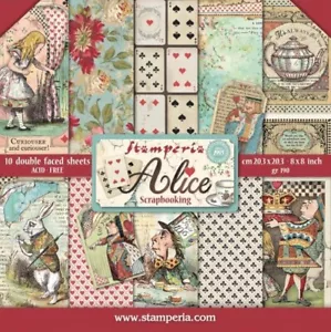 Stamperia ALICE IN WONDERLAND - 8" X 8" Double Sided Paper - 10 SHEETS - Picture 1 of 11