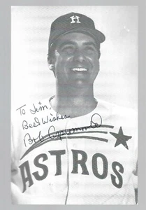 BOB ASPROMONTE-HOUSTON ASTROS-REAL AUTOGRAPHED-BLACK AND WHITE PHOTO-EX COND - Picture 1 of 2