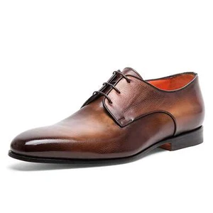 New Santoni Men's Shoes Dabbed Plain Toe Oxford - Picture 1 of 3