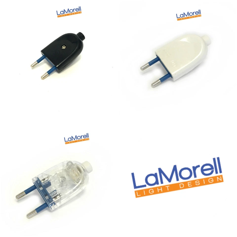 LAMORELL LIGHT DESIGN Spina Bipolare 10A Disponibile nei colori: Bianco, Nero e Trasparente