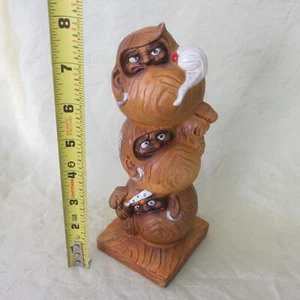 8" BANCA uomo giapponese ceramica vintage KOKESHI Lucky Daruma Buddha 3 pirata ninja - Foto 1 di 10
