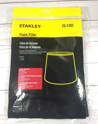 Stanley 25-1202 Foam Filter 3 Gallon Wet/Dry Vacuums 1 Pack Vac NEW - Image 1 of 4