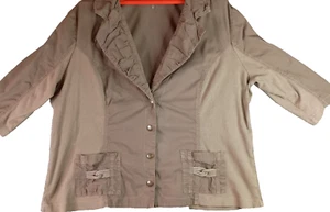 XCVI Women's Beige Lightweight Jacket Size 2XL 3/4 Sleeve oven 4 Button Stretch - Picture 1 of 17