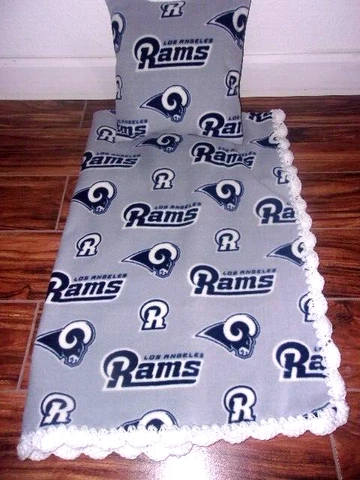 LOS ANGELES RAMS NFL BABY-TODDLER BLANKET FLEECE CROCHET EDGE + PILLOW COVER Cover