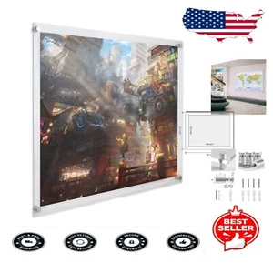 Clear Acrylic Wall Mount Frame 27x33 - Perfect for 24x30 Pictures, Easy Assembly - Picture 1 of 9