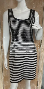 VINTAGE ESCADA WOMENS SLEEVELESS NAVY SEQUINS DRESS SZ 38/8 EXCELLENT - Picture 1 of 7