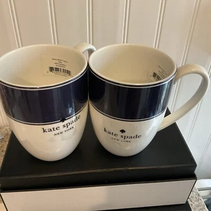 2~Kate Spade Lenox Nag's Head Navy Blue Mugs Brand New W Tags - Picture 1 of 4