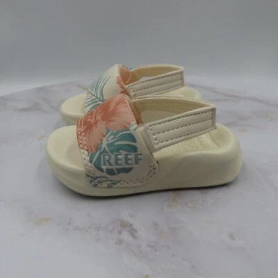 Zapatos de arrecife para niñas pequeñas 3 sandalias beige con cordones florales hawaianas para niños Foto 1 de 4