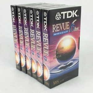 Lot of 6 TDK Revue Blank VHS Tapes T-120 6 Hour factory Sealed - Picture 1 of 6