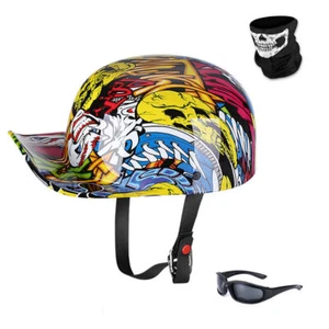 Open Face Motorcycle Half Helmet Retro Baseball Cap Scooter Moped Jet helmet DOT - Picture 1 of 13
