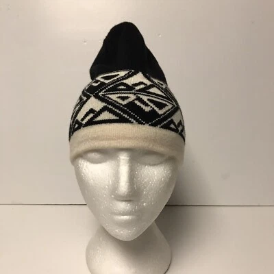 Icebreaker Lana Merino Negro Blanco Nórdico Invierno Gorro Talla Única Unisex Foto 1 de 4