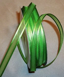 10 Yds. SHEER & SATIN NEW CHARTREUSE RIBBON 3/8" wide - Picture 1 of 1