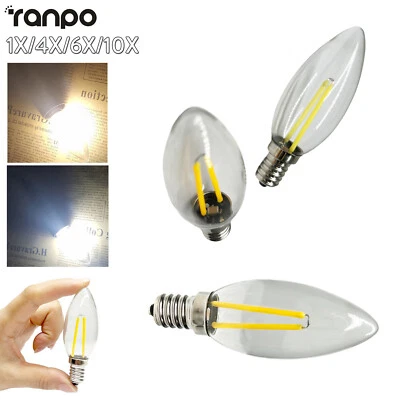 2w E14 E12 C25 Led Candle Light Bulbs Small/screw Night Leds Glass/cover Living - Image 1 of 4