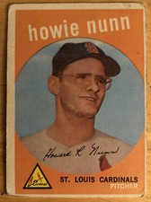 1959 Topps Howie Nunn Baseball Card #549 Cardinals Pitcher Low-Grade