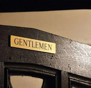 Polished Brass and Black Gentlemen Engraved Bathroom Sign - Picture 1 of 1