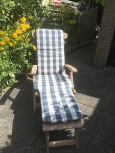 Teak Holz Deckchair mit Maßgefertigter Auflage siehe Bild - Bild 1 von 3