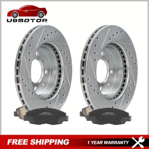 Front Drilled Brake Rotors + Brake Pads For Honda Civic Insight Acura EL - Picture 1 of 14