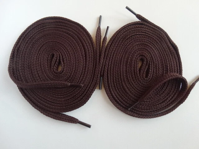 2 x Pairs 150cm Long Brown Flat Laces ~ Trainers Boots Dr Martens Skate Shoes - Image 1 of 1