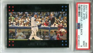 2007 TOPPS BASEBALL #40 DEREK JETER BUSH/MANTLE-RED BACK PSA 9 MINT