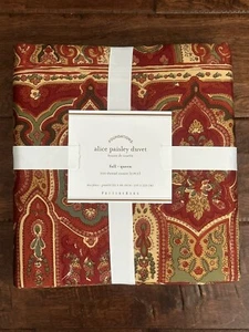 Pottery Barn Alice Red Paisley Full Queen Duvet   NEW - Picture 1 of 5