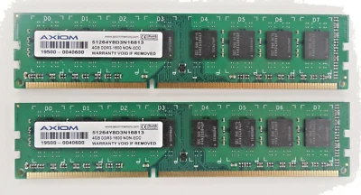 Axiom 2x4GB 8GB Kit DDR3-1600 NON-ECC 240PIN Desktop Memory RAM - Image 1 of 3