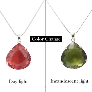 135ct Excellent Pear Cut Color-Changing Alexandrite 925 Sterling Silver Pendant - Picture 1 of 14