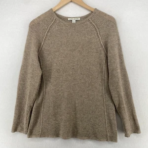 AUTUMN CASHMERE Sweater Womens M Ribbed Elbow Round Neck Long Sleeve Brown - Picture 1 of 14