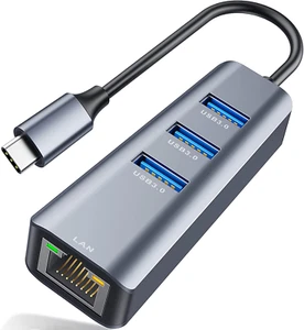 ABLEWE Hub USB C a Ethernet, 4 En 1 Tipo C a RJ45 Adaptador Type C Hub 3 Puertos - Imagen 1 de 8