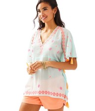 Lilly Pulitzer Sydney Caftan Top Poncho Cover Up Blue Size XXS XS