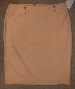 Calvin Klein Womens Skirt Poppy Orange Size 12 Button-Detail Pencil - Picture 1 of 4