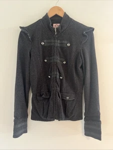 Juicy Couture Military Style Zip Top Blazer Jacket Medium Gray Sparkle - Picture 1 of 9